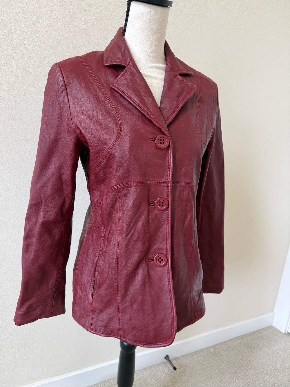 MetroStyle y2k Vintage Nine West Women’s Red Leather Blazer Jacket Size M